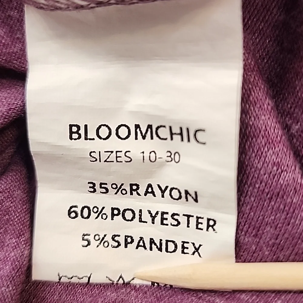 Bloomchic Putple Pleated Front Button Detail Soft Tee 2x - Picture 4 of 4